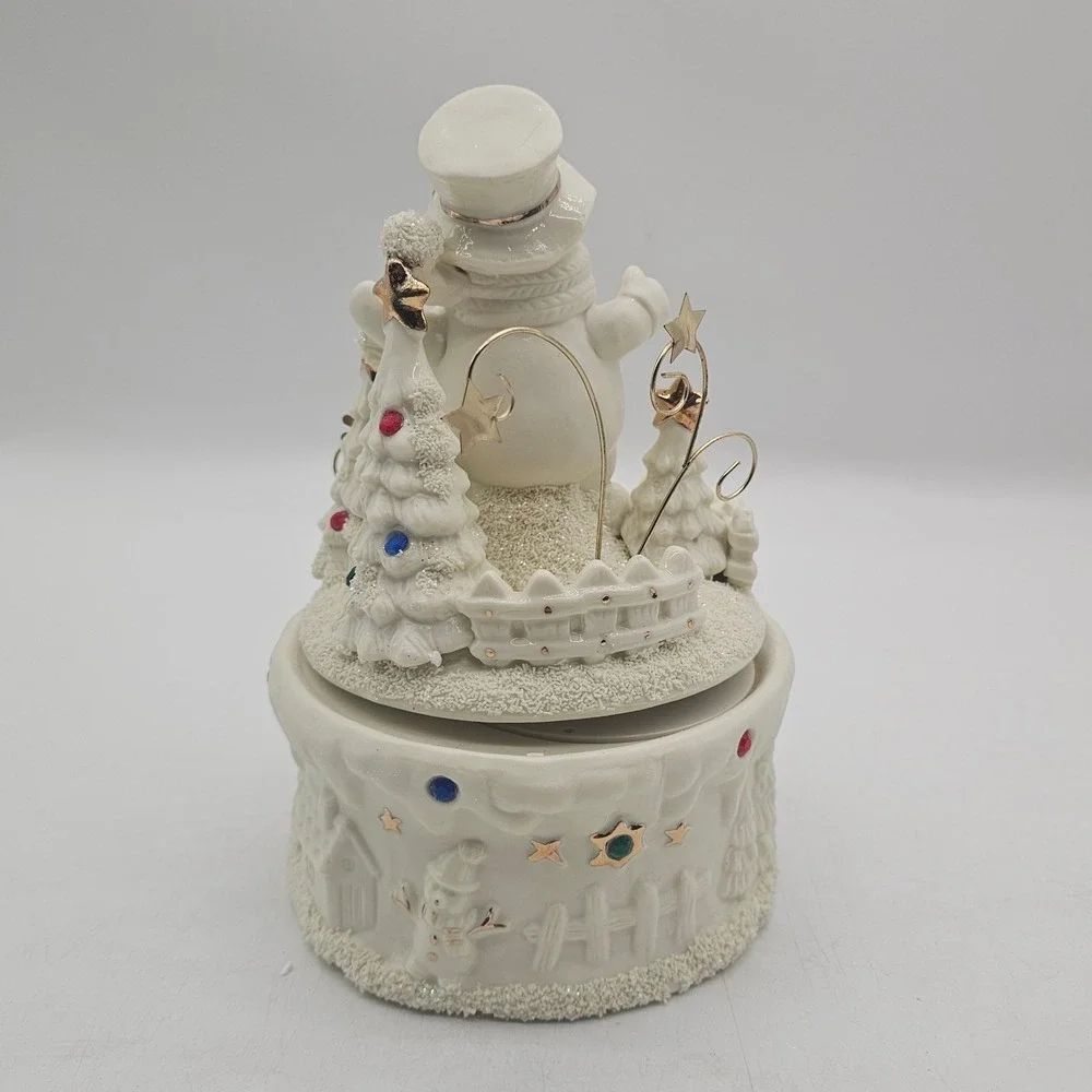 JC Penney Home Collection Porcelain Musical Snowman Let It Snow Working